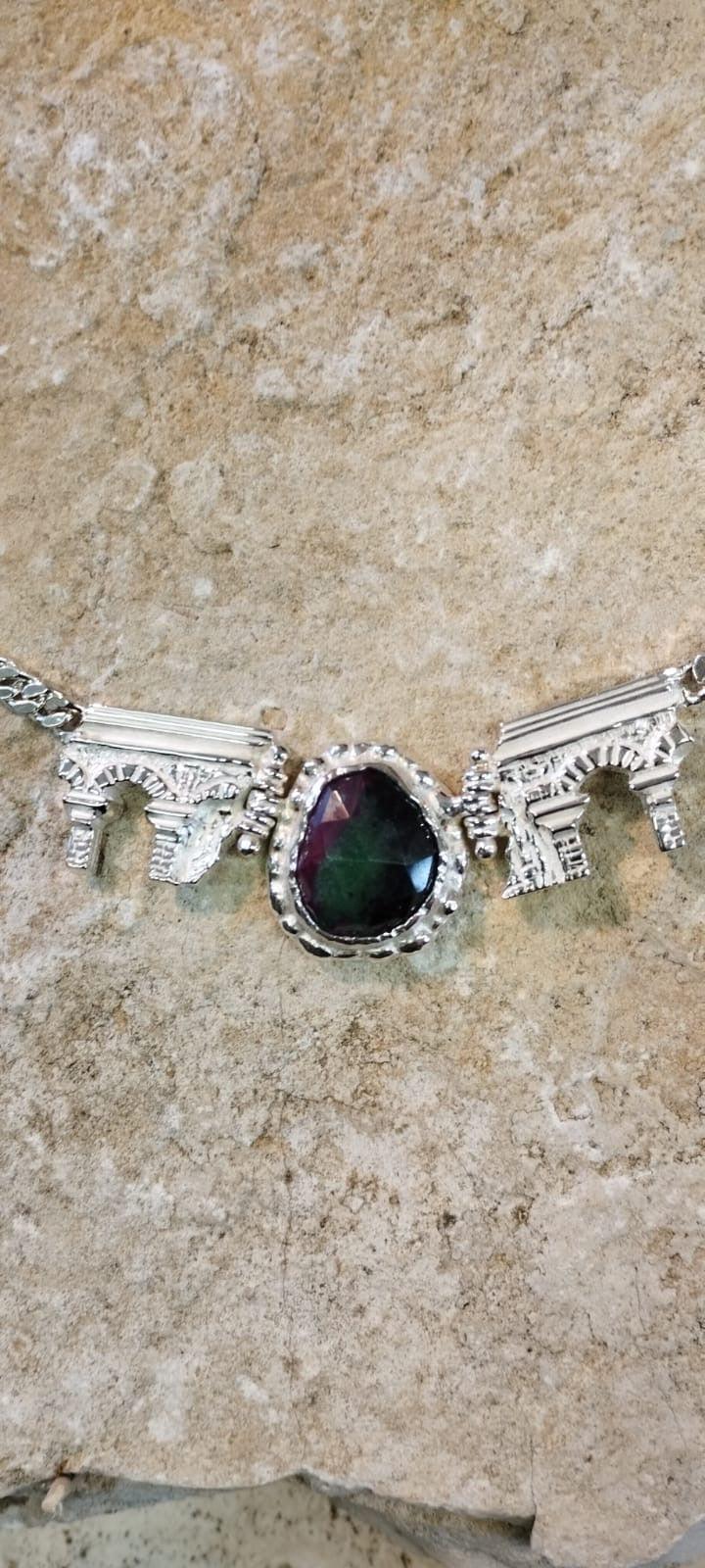 Collana Acquedotto Romano in Argento 925 e Radice di Rubino