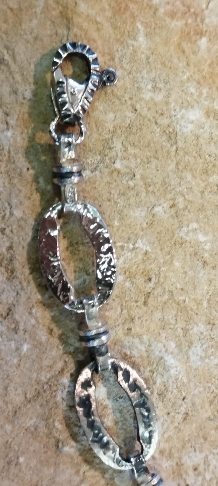 Bracciale Unisex "Spinelli Romani" – Argento Ossidato e Catena Martellata, 16/20,5 cm