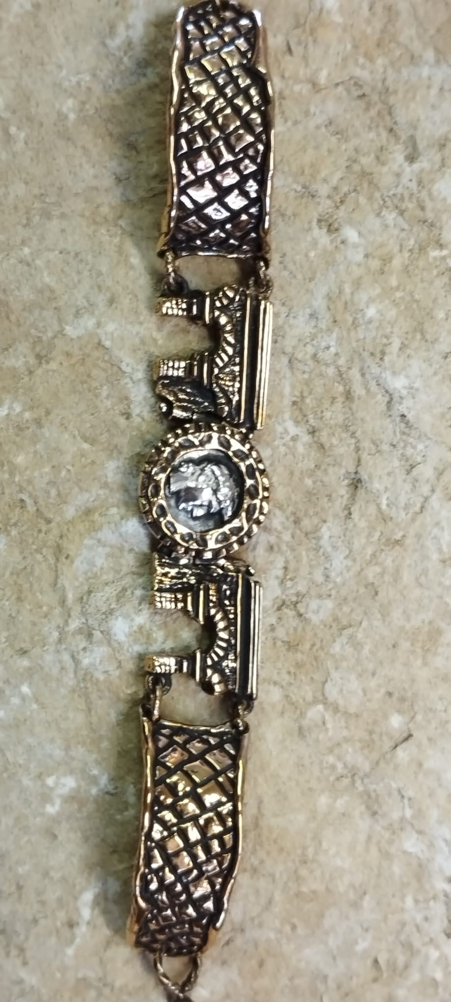 Bracciale Unisex "Acquedotto Romano" – Bronzo con Moneta in Argento, 16/20cm