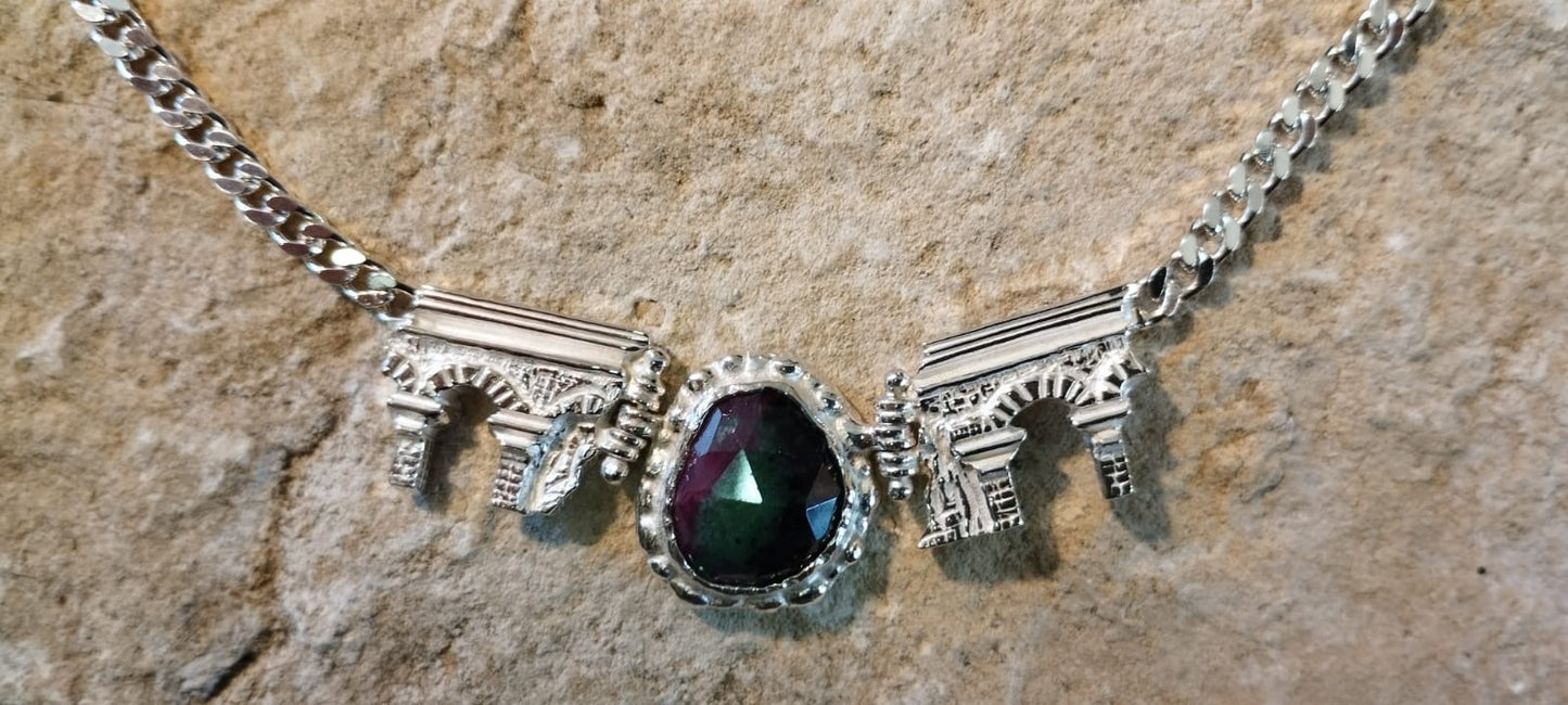 Collana Acquedotto Romano in Argento 925 e Radice di Rubino