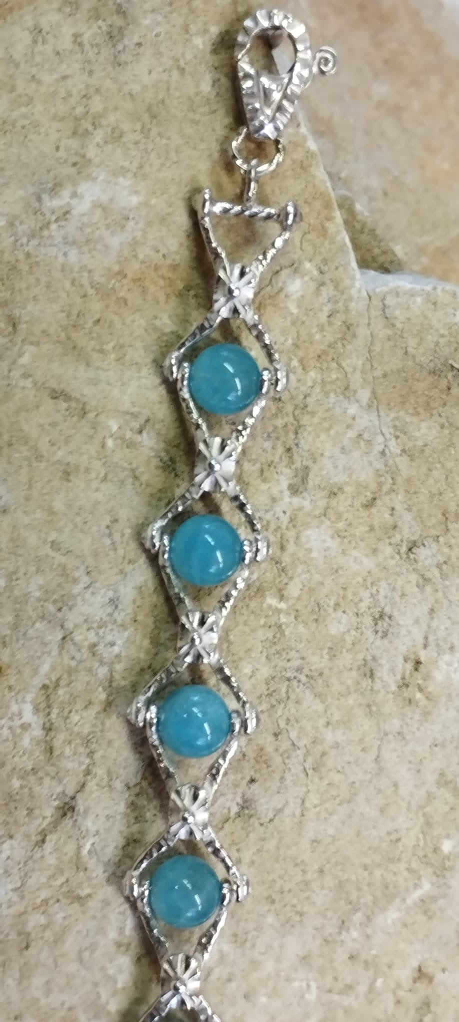 Bracciale Recinzione Romana in Argento e Acquamarina
