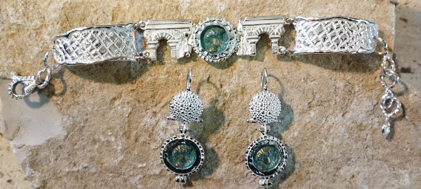 Orecchini "Roma Antica" – Argento Anticato e Moneta in Bronzo, 5 cm