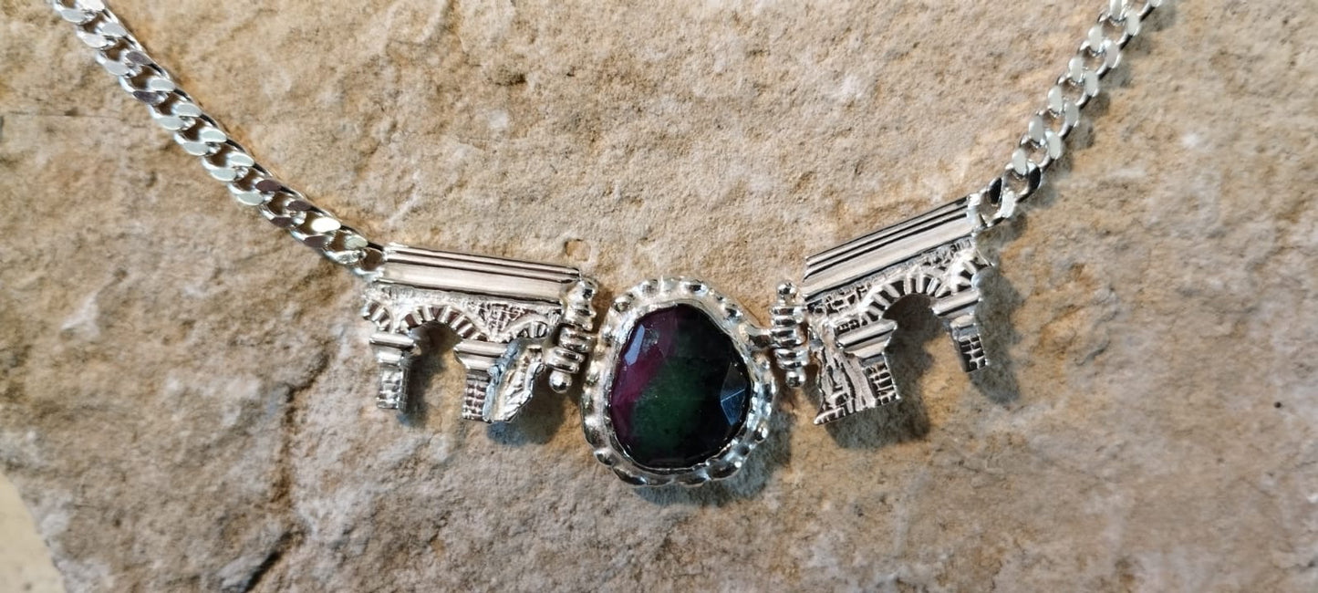 Collana Acquedotto Romano in Argento 925 e Radice di Rubino