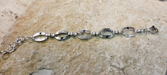 Bracciale Unisex "Spinelli Romani" – Argento Ossidato e Catena Martellata, 16/20,5 cm