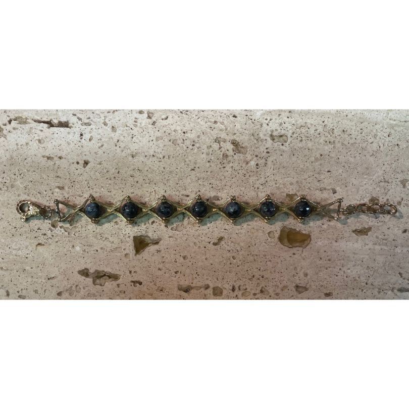 Bracciale Recinzione Romana in Bronzo e Labradorite