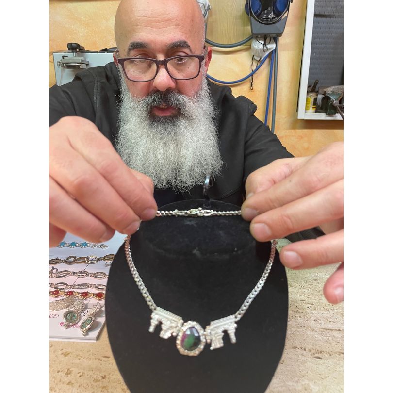 Collana Acquedotto Romano in Argento 925 e Radice di Rubino