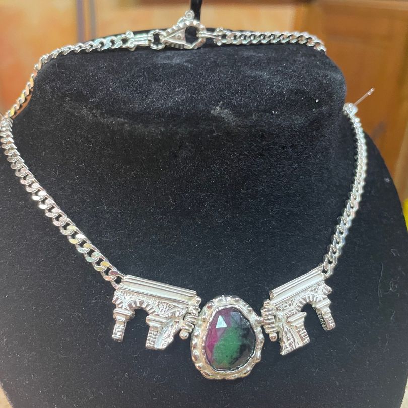 Collana Acquedotto Romano in Argento 925 e Radice di Rubino