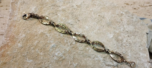 Bracciale Unisex "Spinelli Romani" – Bronzo Ossidato e Catena Martellata, 16/20,5 cm
