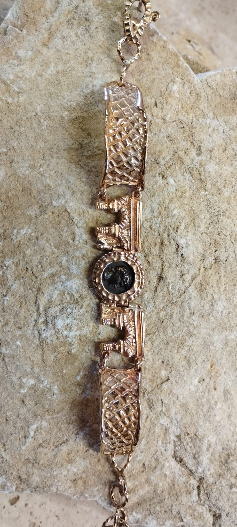 Bracciale Unisex "Acquedotto Romano" – Bronzo, Moneta Antichizzata e Design Acquedotto