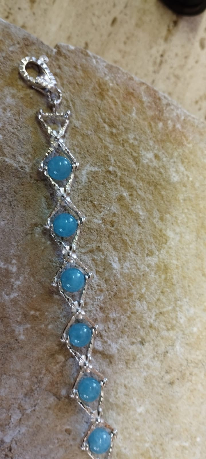 Bracciale Recinzione Romana in Argento e Acquamarina