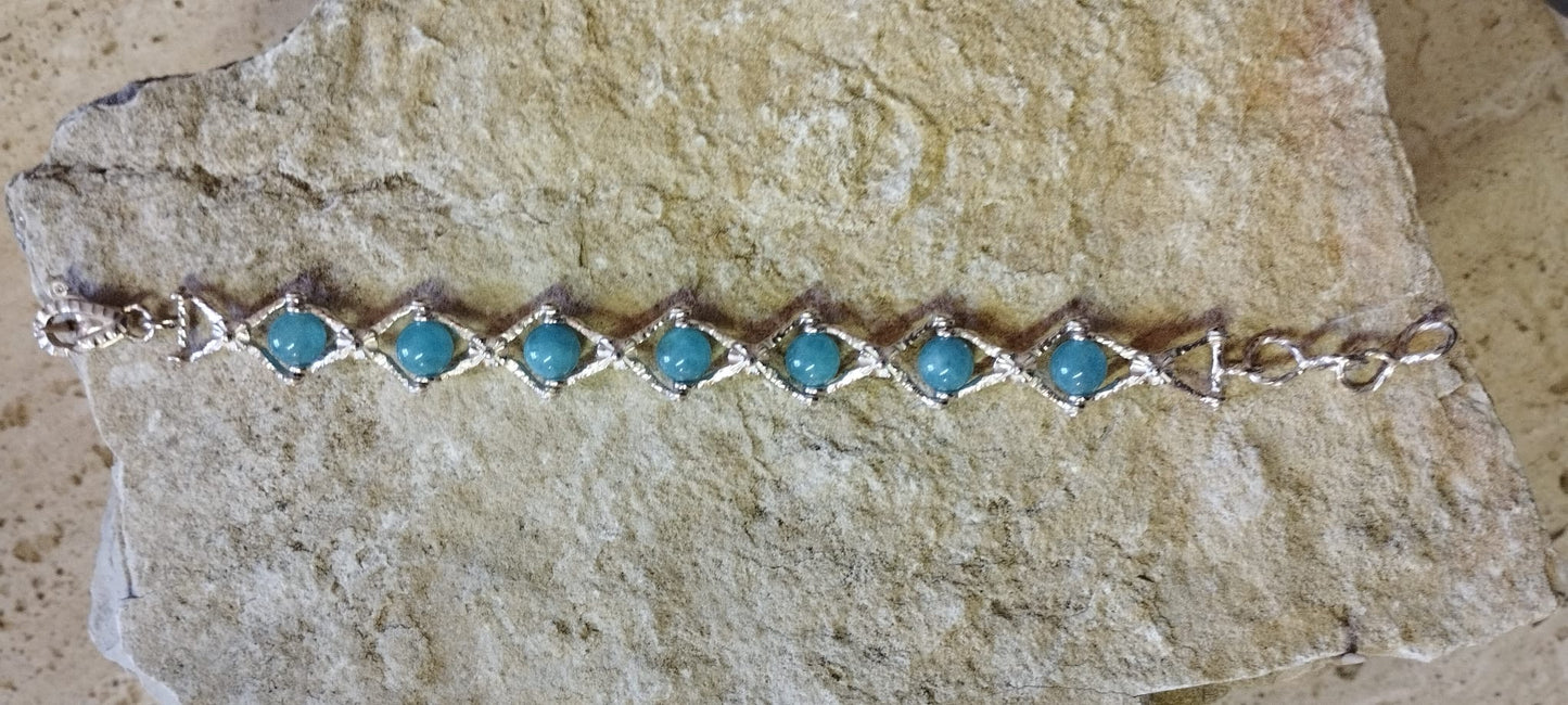 Bracciale Recinzione Romana in Argento e Acquamarina