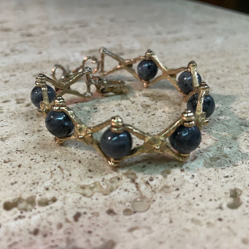Bracciale Recinzione Romana in Bronzo e Labradorite