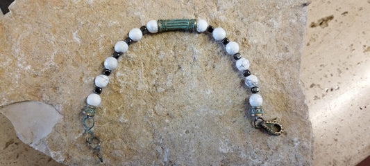 Bracciale Uomo "Forza Romana" – Aulite, Colonna in Bronzo Antichizzato e Cubi in Ematite